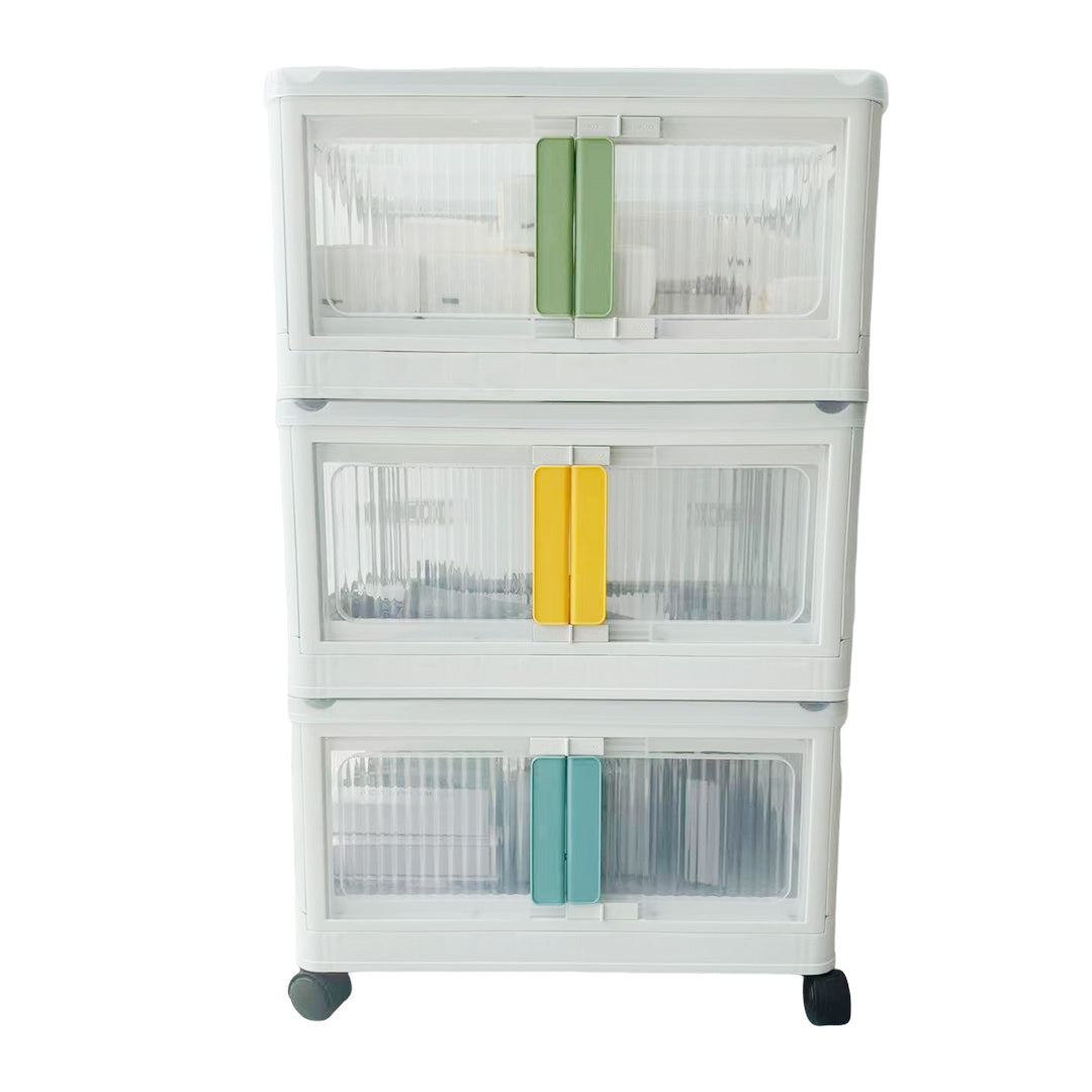 ANSENYA HOME 折りたたみ 収納ボックス 5面開閉 大容量 両開き 収納ケース 衣装ケース 折りたたみコンテナボックス 大型 押入れ収納 プラスチック コンテナ クリアボックス 蓋付き おしゃれ 衣類 布団 透明 幅51.5*奥行36*高さ30cm