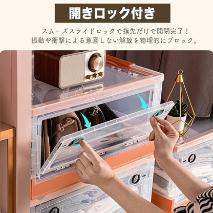 ANSENYA HOME 収納ボックス 5面開閉 折りたたみ コンテナ ボックス 衣装ケース 大容量 大型 茶色 押し入れ収納ケース クリアボックス 蓋付き おもちゃ 衣類 折り畳み コンテナー プラスチック おしゃれ