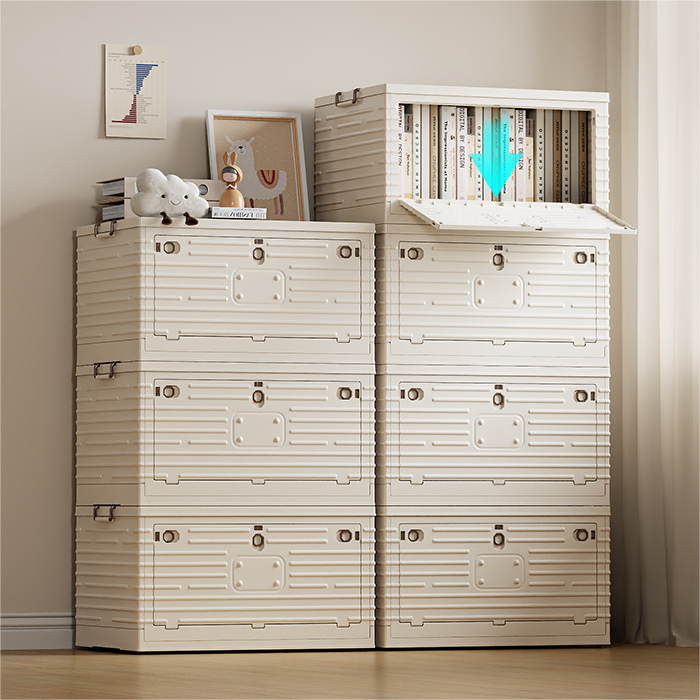 ANSENYA HOME 折りたたみ 収納ボックス 目隠し３面開き 衣装ケース コンテナ ボックス キャスター付き 衣類ボックス おしゃれ 収納ケース 可愛い 本箱 ふたつき 積み重ね 大容量 前開き 組み立て簡単 雑物整理ボックス 書類 おもちゃ収納