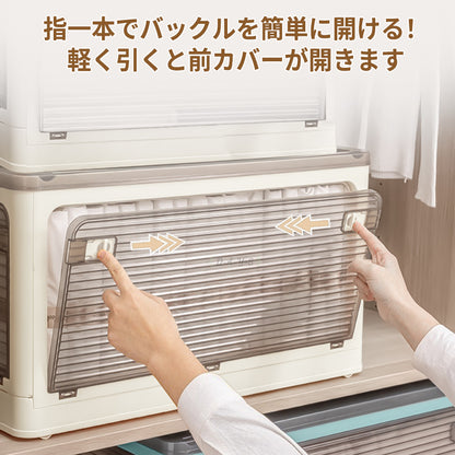 ANSENYA HOME 折りたたみ コンテナボックス 5面開閉 7サイズ 1~5個組 衣装ケース 収納ボックス 大型 キャスター付き 押し入れ収納 クリアボックス 蓋付き おもちゃ 積み重ね可能 衣類 布団 折り畳み プラスチック おしゃれ プレゼント