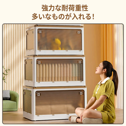 ANSENYA HOME 折りたたみ コンテナボックス 5面開閉 7サイズ 1~5個組 衣装ケース 収納ボックス 大型 キャスター付き 押し入れ収納 クリアボックス 蓋付き おもちゃ 積み重ね可能 衣類 布団 折り畳み プラスチック おしゃれ プレゼント