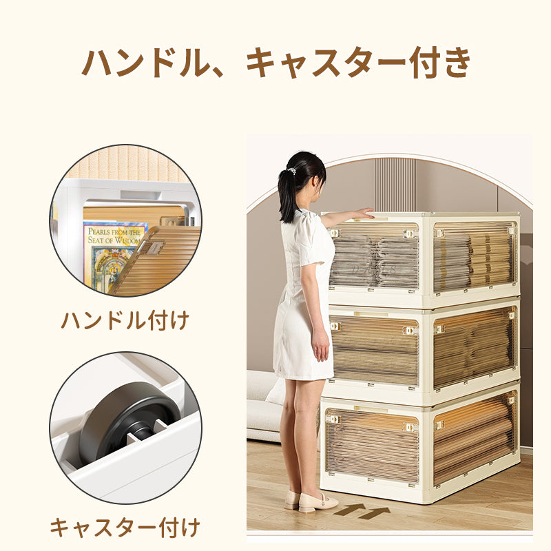 ANSENYA HOME 折りたたみ コンテナボックス 5面開閉 7サイズ 1~5個組 衣装ケース 収納ボックス 大型 キャスター付き 押し入れ収納 クリアボックス 蓋付き おもちゃ 積み重ね可能 衣類 布団 折り畳み プラスチック おしゃれ プレゼント