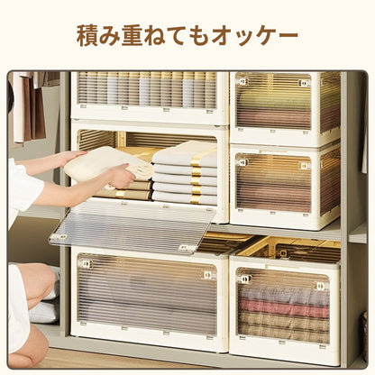 ANSENYA HOME 折りたたみ コンテナボックス 5面開閉 7サイズ 1~5個組 衣装ケース 収納ボックス 大型 キャスター付き 押し入れ収納 クリアボックス 蓋付き おもちゃ 積み重ね可能 衣類 布団 折り畳み プラスチック おしゃれ プレゼント