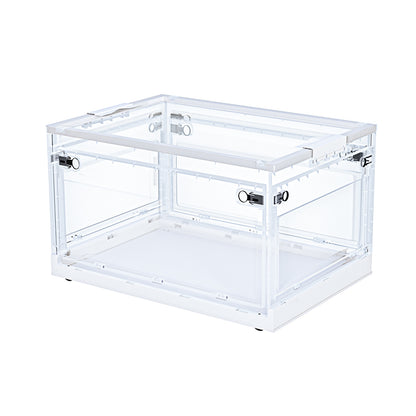 ANSENYA HOME 収納ボックス 5面開閉 折りたたみ コンテナ ボックス 衣装ケース 大容量 大型 透明 押し入れ収納ケース クリアボックス 蓋付き おもちゃ 衣類 折り畳み コンテナー プラスチック おしゃれ