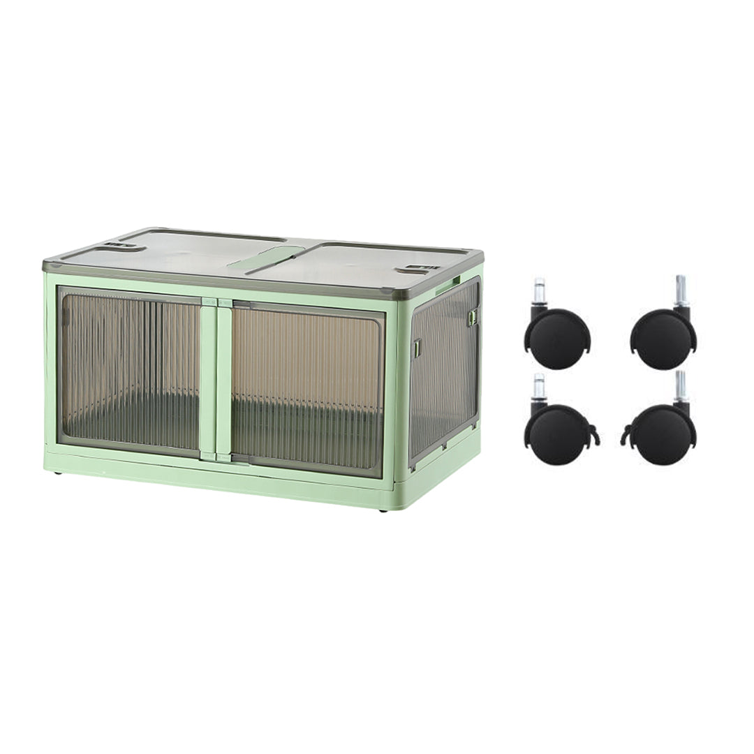 ANSENYA HOME 折りたたみ 収納ボックス 5面開閉 大容量 両開き 収納ケース 衣装ケース 折りたたみコンテナボックス 大型 押入れ収納 プラスチック コンテナ クリアボックス 蓋付き おしゃれ 衣類 布団 透明 幅51.5*奥行36*高さ30cm