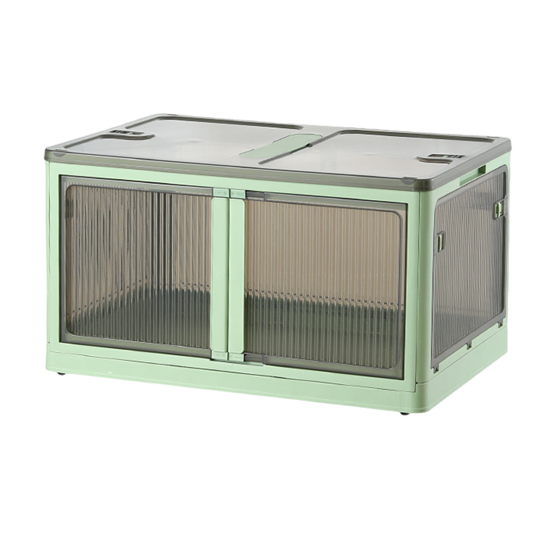 ANSENYA HOME 折りたたみ 収納ボックス 5面開閉 大容量 両開き 収納ケース 衣装ケース 折りたたみコンテナボックス 大型 押入れ収納 プラスチック コンテナ クリアボックス 蓋付き おしゃれ 衣類 布団 透明 幅51.5*奥行36*高さ30cm