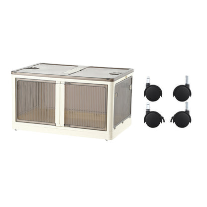 ANSENYA HOME 折りたたみ 収納ボックス 5面開閉 大容量 両開き 収納ケース 衣装ケース 折りたたみコンテナボックス 大型 押入れ収納 プラスチック コンテナ クリアボックス 蓋付き おしゃれ 衣類 布団 透明 幅51.5*奥行36*高さ30cm