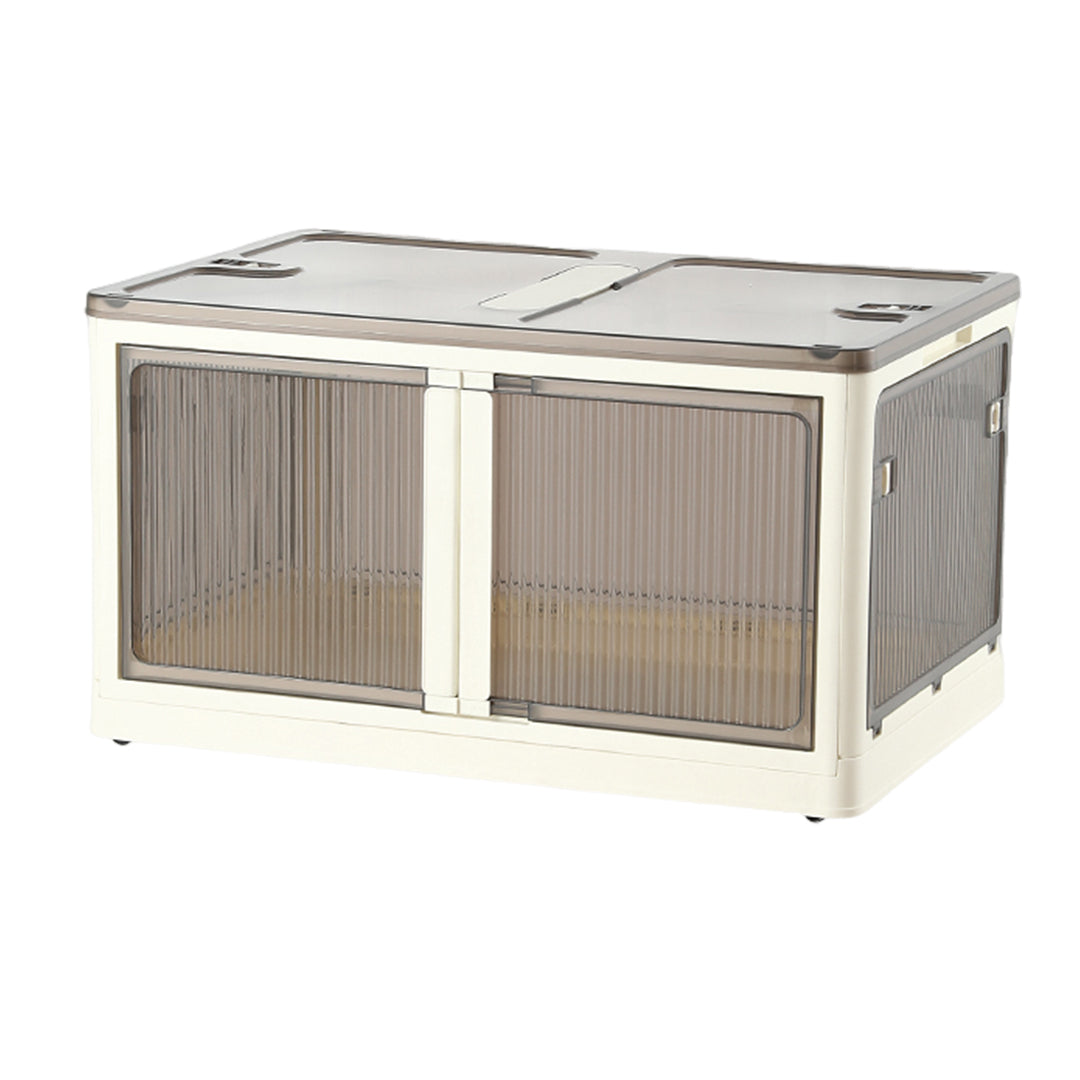 ANSENYA HOME 折りたたみ 収納ボックス 5面開閉 大容量 両開き 収納ケース 衣装ケース 折りたたみコンテナボックス 大型 押入れ収納 プラスチック コンテナ クリアボックス 蓋付き おしゃれ 衣類 布団 透明 幅51.5*奥行36*高さ30cm