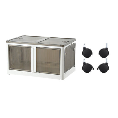 ANSENYA HOME 折りたたみ 収納ボックス 5面開閉 大容量 両開き 収納ケース 衣装ケース 折りたたみコンテナボックス 大型 押入れ収納 プラスチック コンテナ クリアボックス 蓋付き おしゃれ 衣類 布団 透明 幅51.5*奥行36*高さ30cm