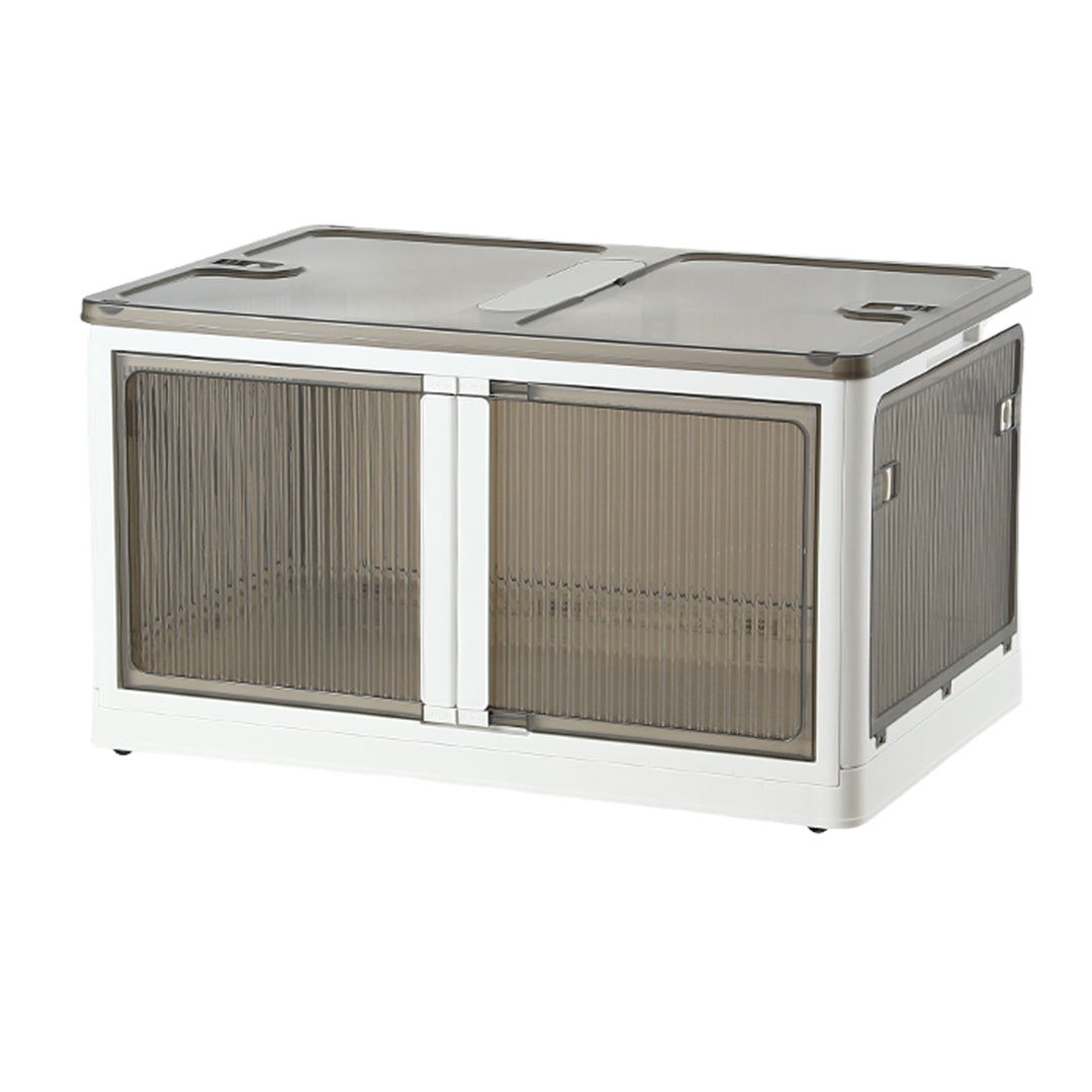 ANSENYA HOME 折りたたみ 収納ボックス 5面開閉 大容量 両開き 収納ケース 衣装ケース 折りたたみコンテナボックス 大型 押入れ収納 プラスチック コンテナ クリアボックス 蓋付き おしゃれ 衣類 布団 透明 幅51.5*奥行36*高さ30cm