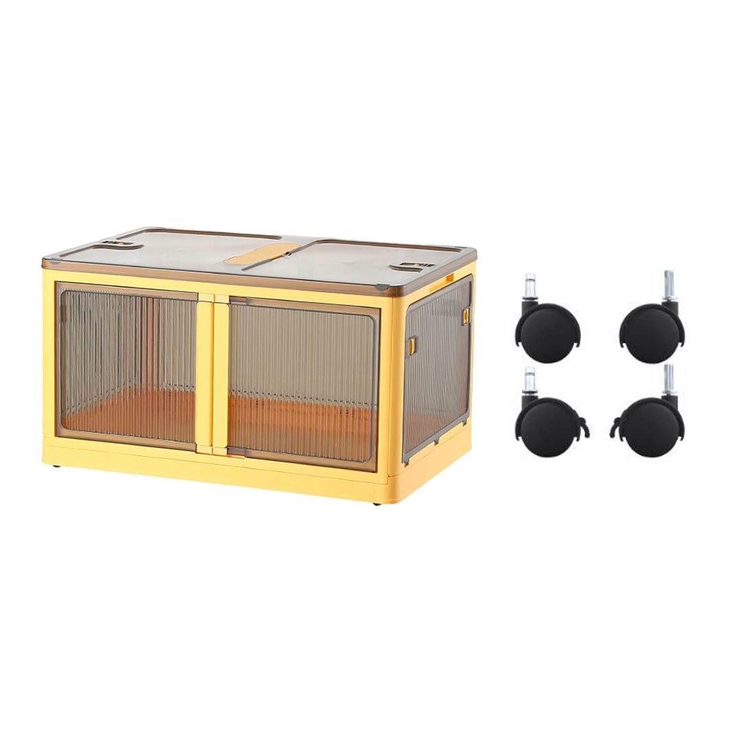 ANSENYA HOME 折りたたみ 収納ボックス 5面開閉 大容量 両開き 収納ケース 衣装ケース 折りたたみコンテナボックス 大型 押入れ収納 プラスチック コンテナ クリアボックス 蓋付き おしゃれ 衣類 布団 透明 幅51.5*奥行36*高さ30cm