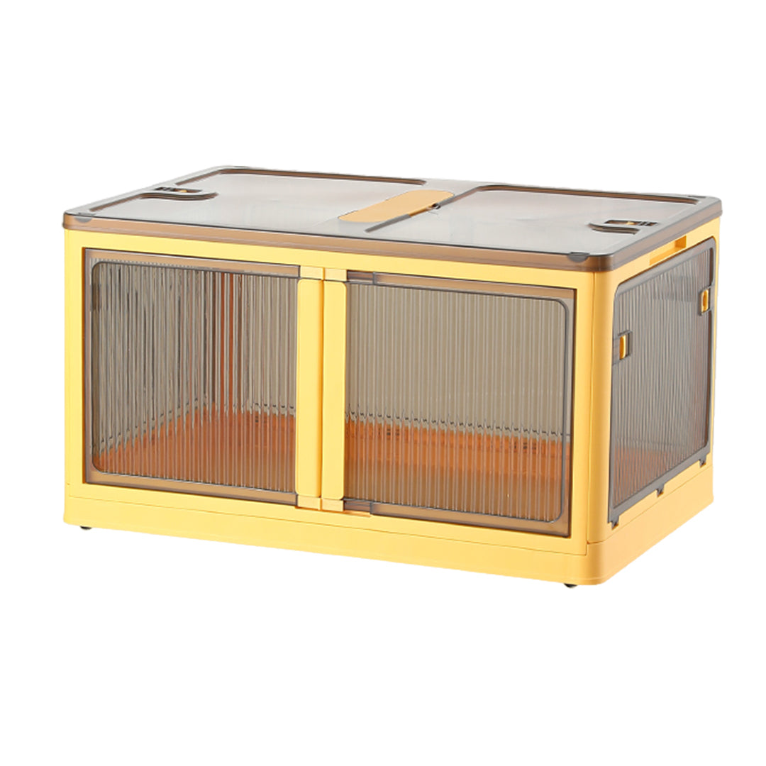 ANSENYA HOME 折りたたみ 収納ボックス 5面開閉 大容量 両開き 収納ケース 衣装ケース 折りたたみコンテナボックス 大型 押入れ収納 プラスチック コンテナ クリアボックス 蓋付き おしゃれ 衣類 布団 透明 幅51.5*奥行36*高さ30cm