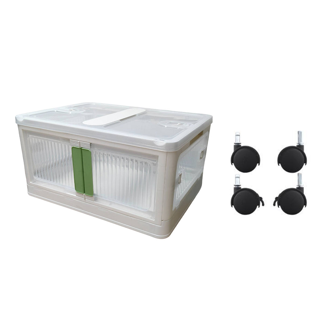 ANSENYA HOME 折りたたみ 収納ボックス 5面開閉 大容量 両開き 収納ケース 衣装ケース 折りたたみコンテナボックス 大型 押入れ収納 プラスチック コンテナ クリアボックス 蓋付き おしゃれ 衣類 布団 透明 幅51.5*奥行36*高さ30cm