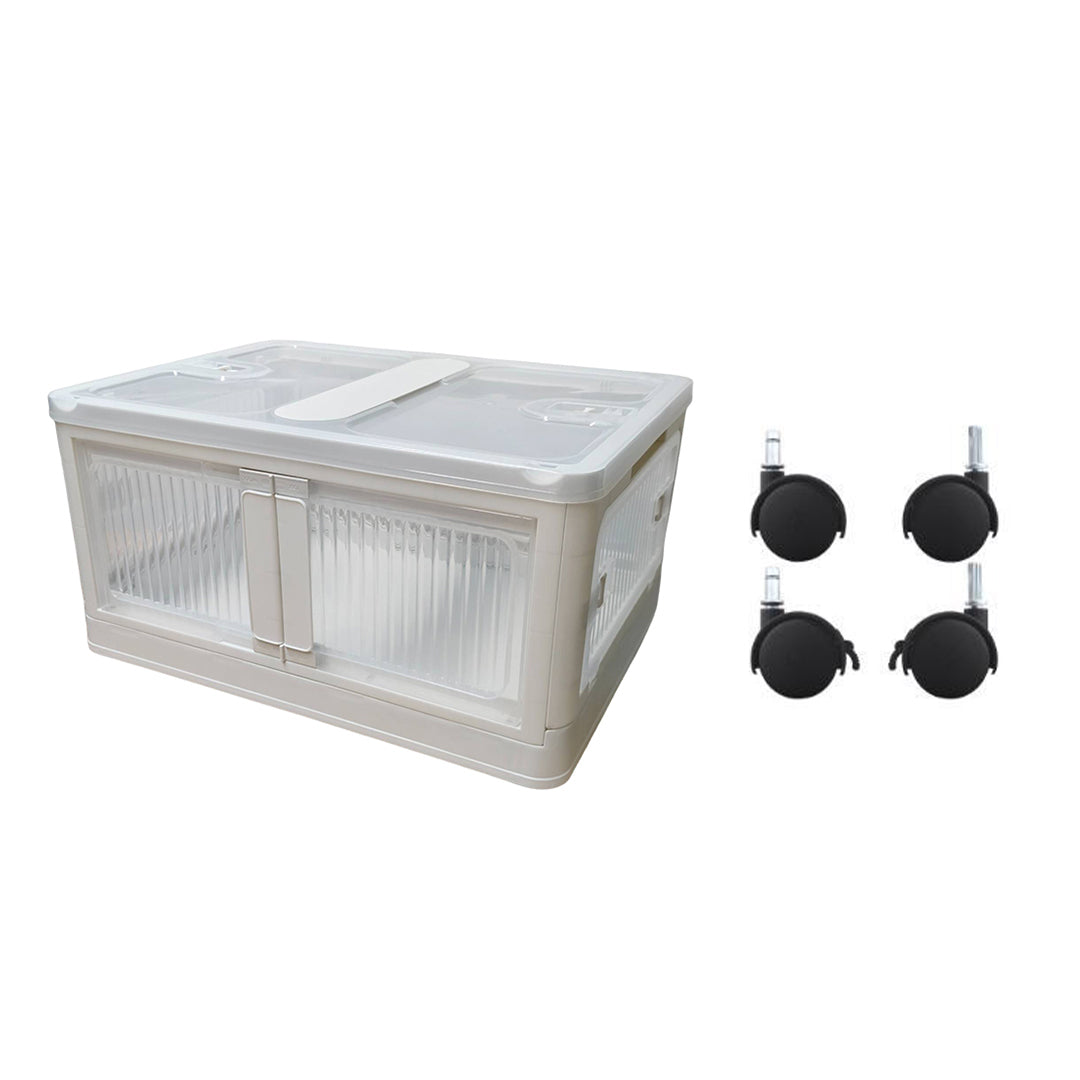 ANSENYA HOME 折りたたみ 収納ボックス 5面開閉 大容量 両開き 収納ケース 衣装ケース 折りたたみコンテナボックス 大型 押入れ収納 プラスチック コンテナ クリアボックス 蓋付き おしゃれ 衣類 布団 透明 幅51.5*奥行36*高さ30cm