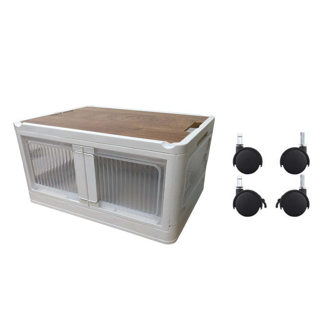 ANSENYA HOME 折りたたみ 収納ボックス 5面開閉 大容量 両開き 収納ケース 衣装ケース 折りたたみコンテナボックス 大型 押入れ収納 プラスチック コンテナ クリアボックス 蓋付き おしゃれ 衣類 布団 透明 幅51.5*奥行36*高さ30cm